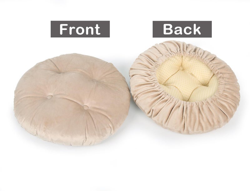 Augld Bar Stool Cushion Soft Velvet Padded Round Stool Cover 12" Velvet Grey - Image 5